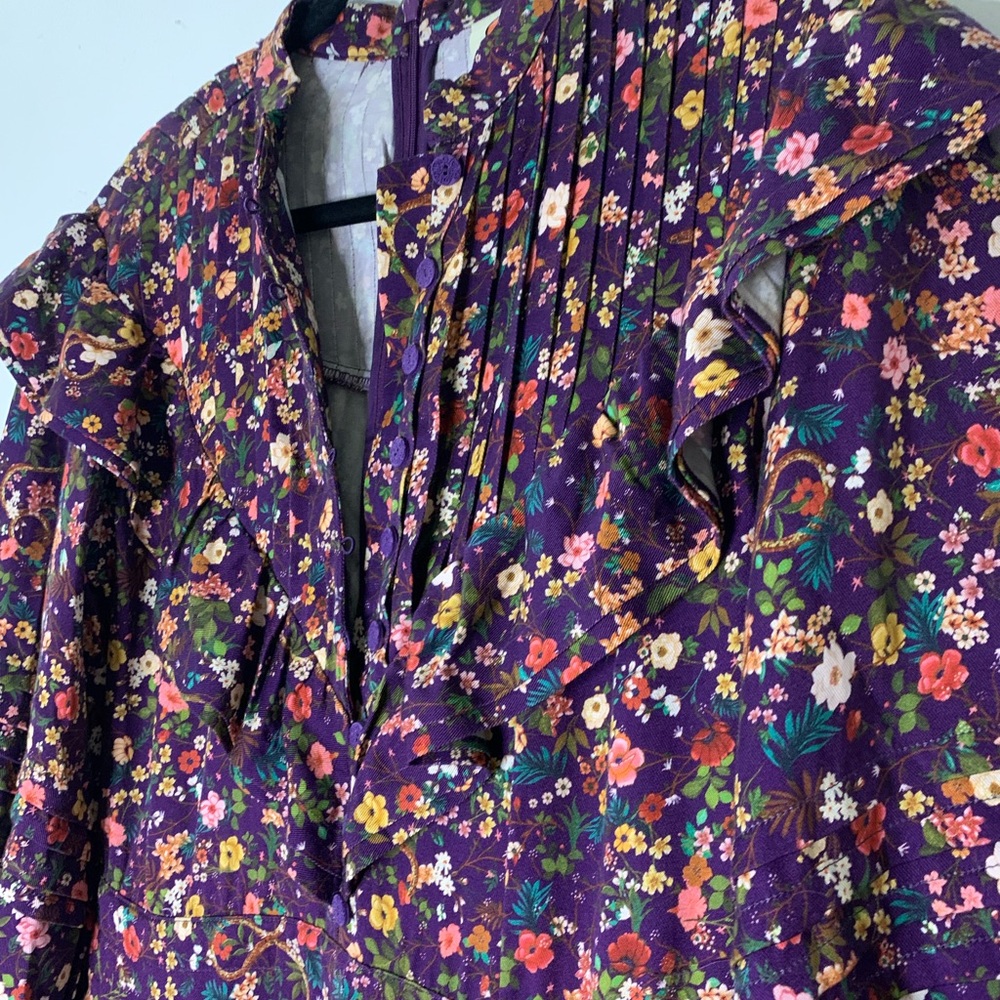 Farm Rio Floral Long Sleeve Jumpsuit in Dark Purple - Picture 4 of 14